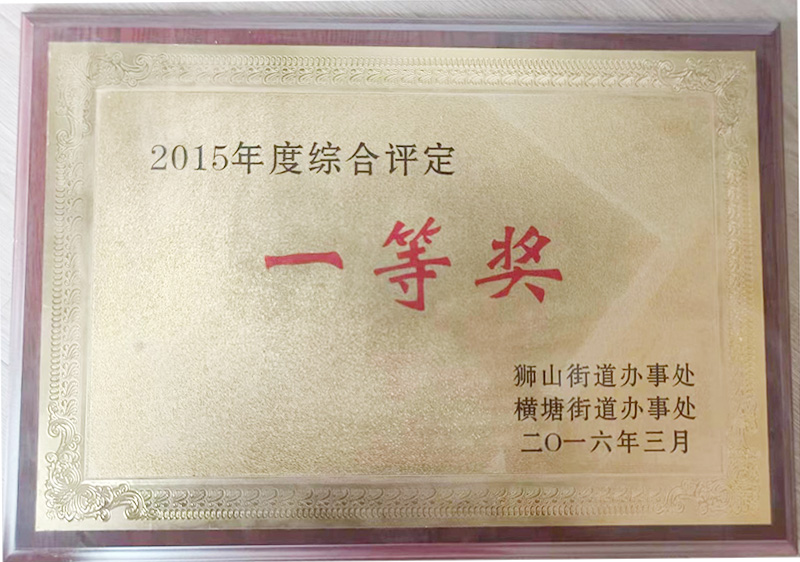 2015年度獅山街道綜合評(píng)定一等獎(jiǎng)